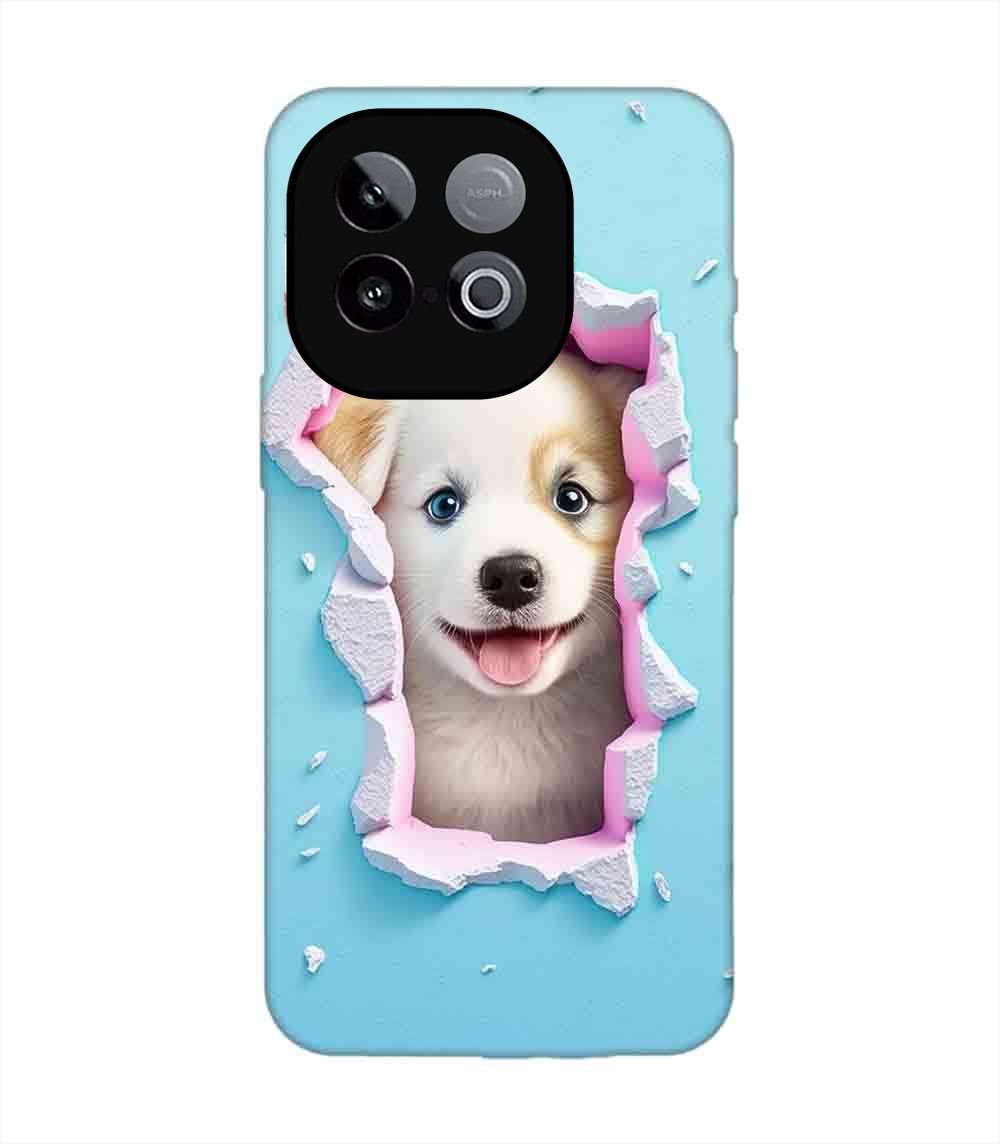 Custom Printed Case Cover for Iqoo Neo 10 (5G) close up dog looking out hole wall