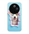 Custom Printed Case Cover for Iqoo Z10 (5G) close up dog looking out hole wall