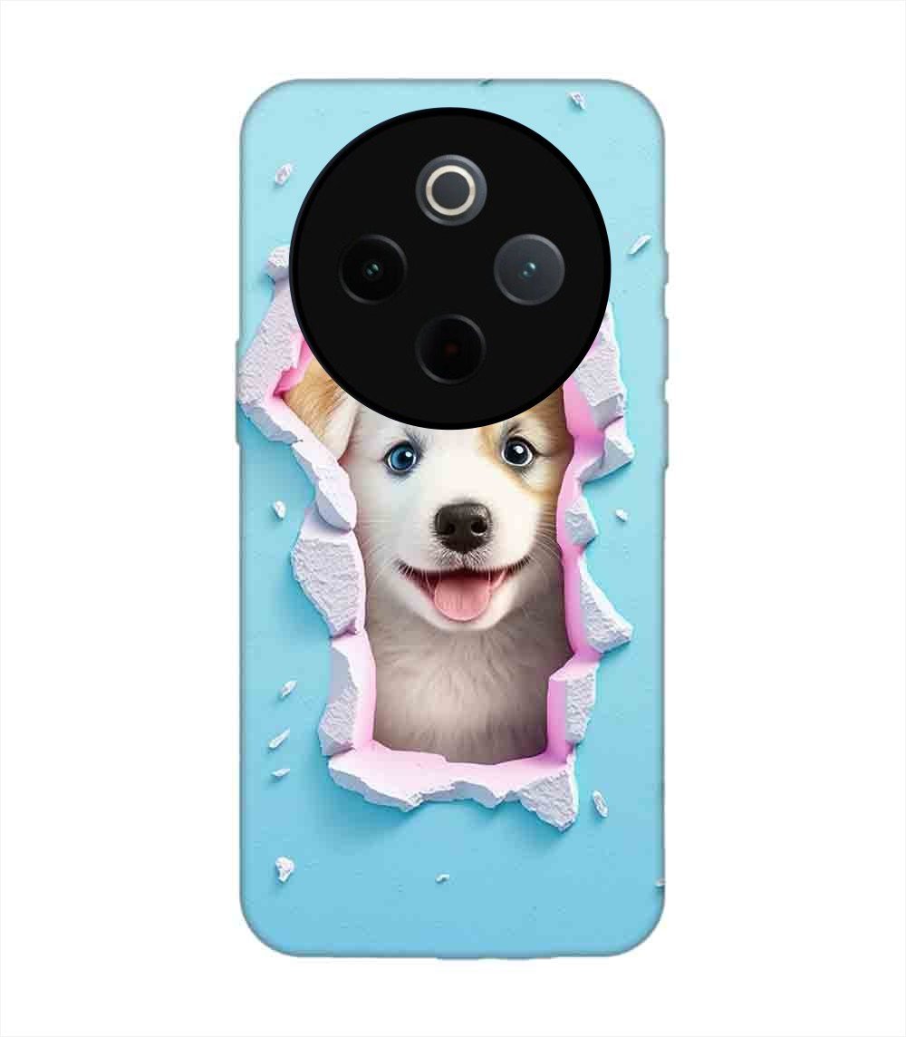 Custom Printed Case Cover for Iqoo Z10 (5G) close up dog looking out hole wall