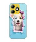 Custom Printed Case Cover for Itel A90 close up dog looking out hole wall