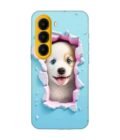 Custom Printed Case Cover for Itel A95 (5G) close up dog looking out hole wall