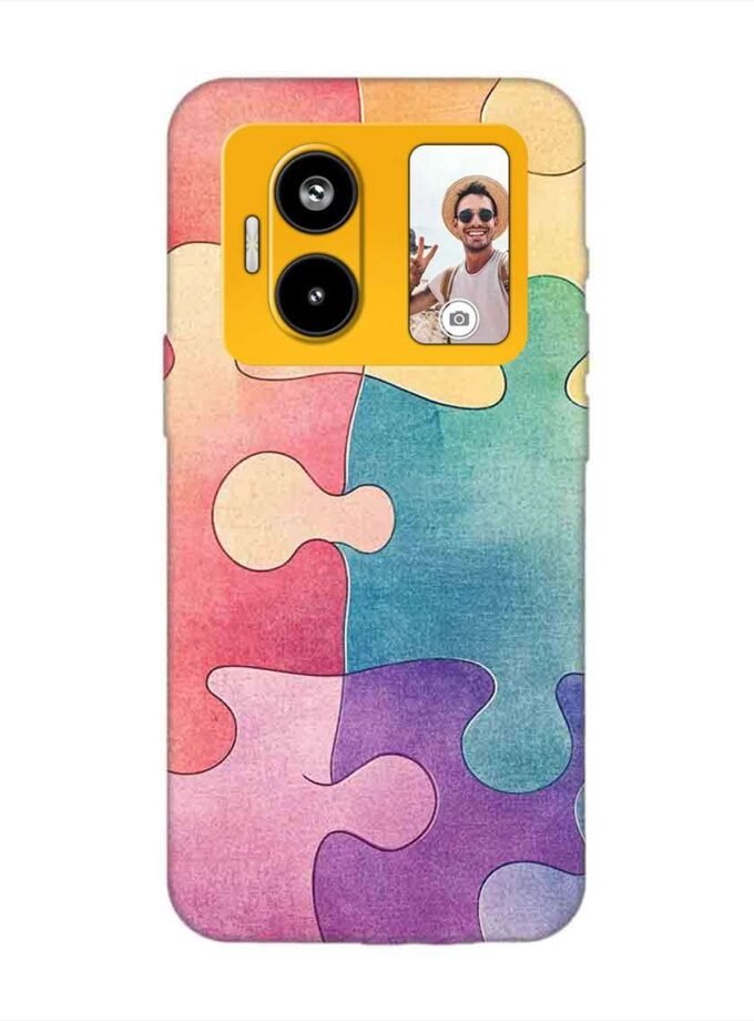 Custom Printed Case Cover for Lava Blaze Duo (5G) close up colorful puzzle piece