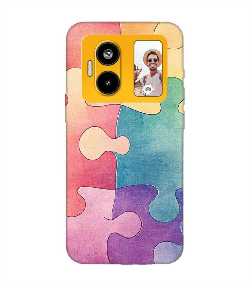 Custom Printed Case Cover for Lava Blaze Duo (5G) close up colorful puzzle piece