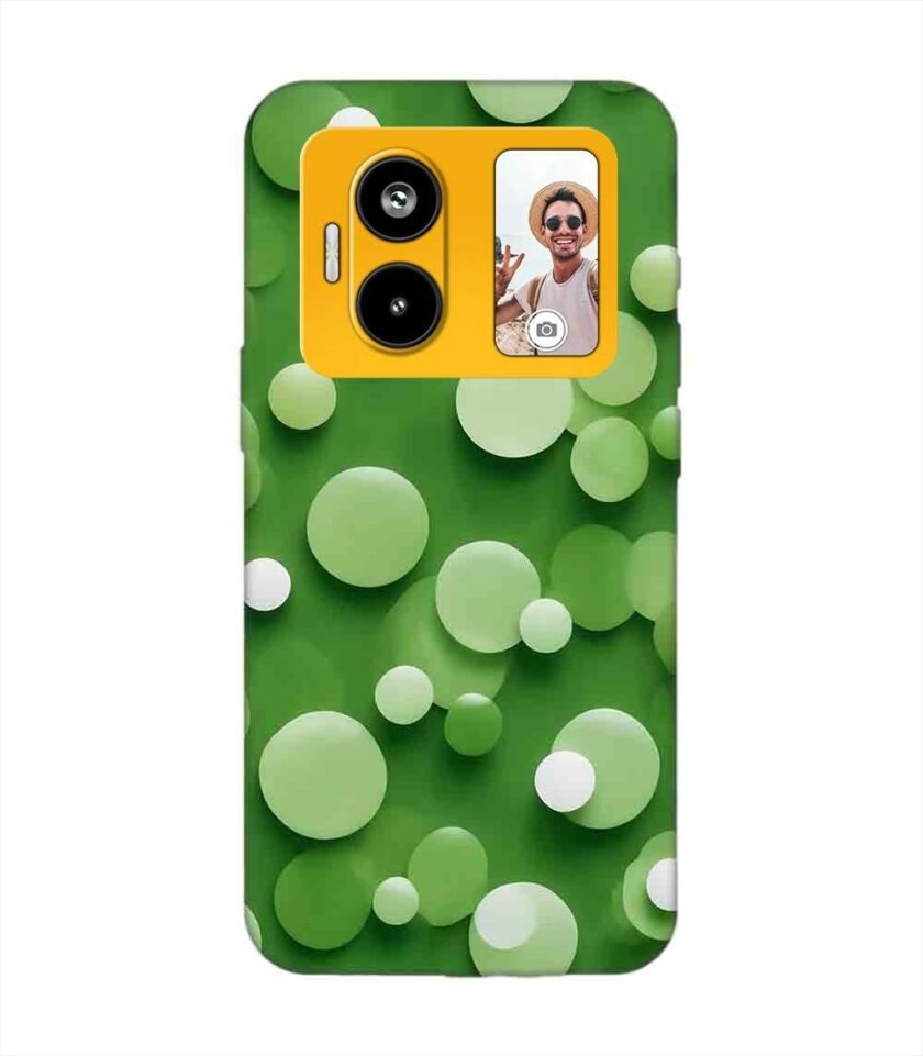Custom Printed Case Cover for Lava Blaze Duo (5G) close up green background with white polka dots
