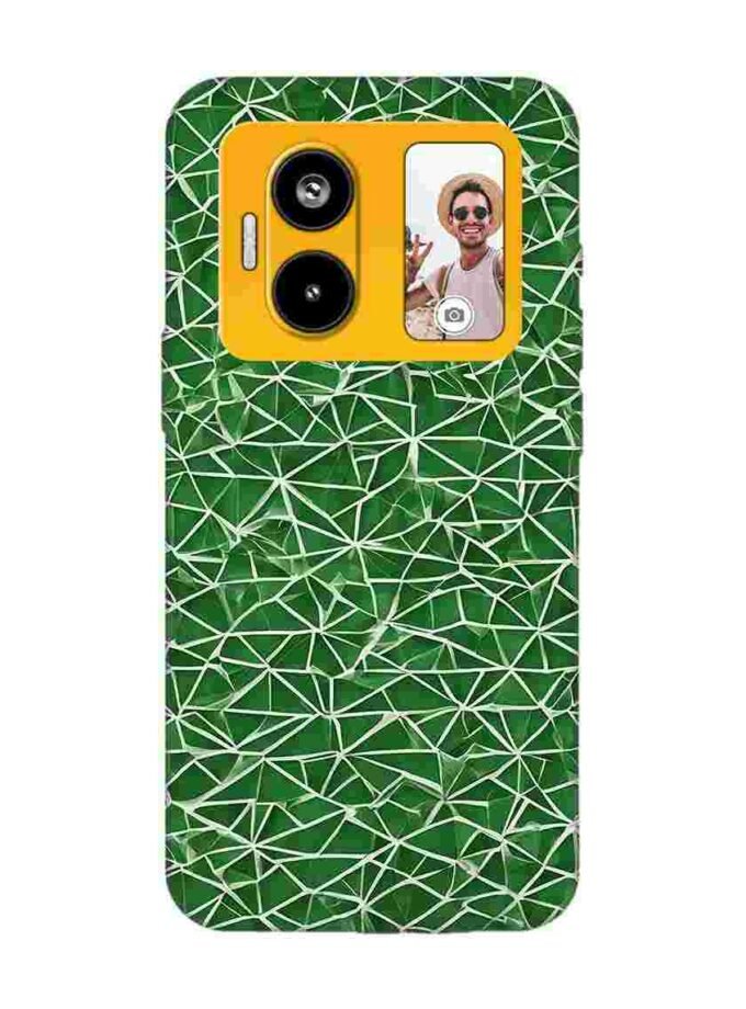 Custom Printed Case Cover for Lava Blaze Duo (5G) close up green white geometric pattern