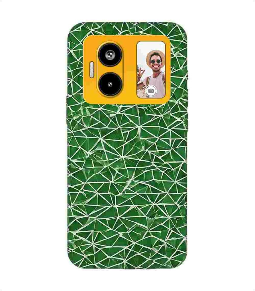 Custom Printed Case Cover for Lava Blaze Duo (5G) close up green white geometric pattern