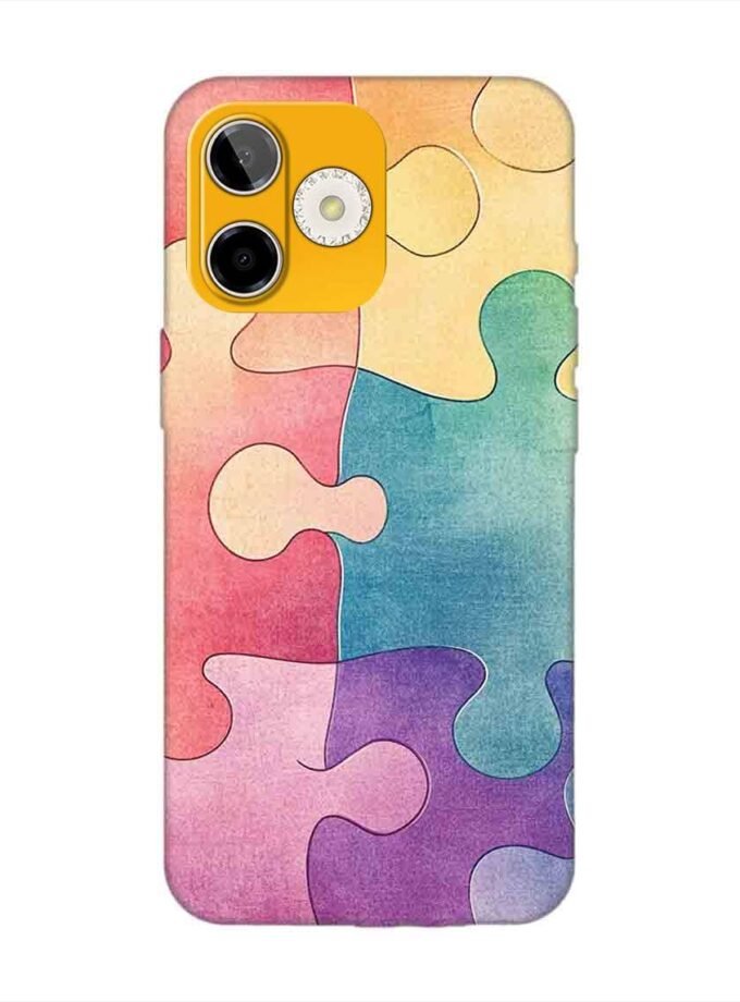 Custom Printed Case Cover for Lava Shark (5G) close up colorful puzzle piece