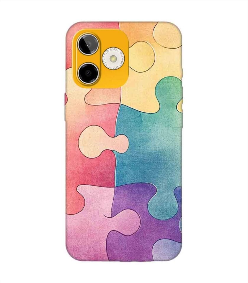 Custom Printed Case Cover for Lava Shark (5G) close up colorful puzzle piece