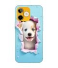Custom Printed Case Cover for Lava Shark (5G) close up dog looking out hole wall