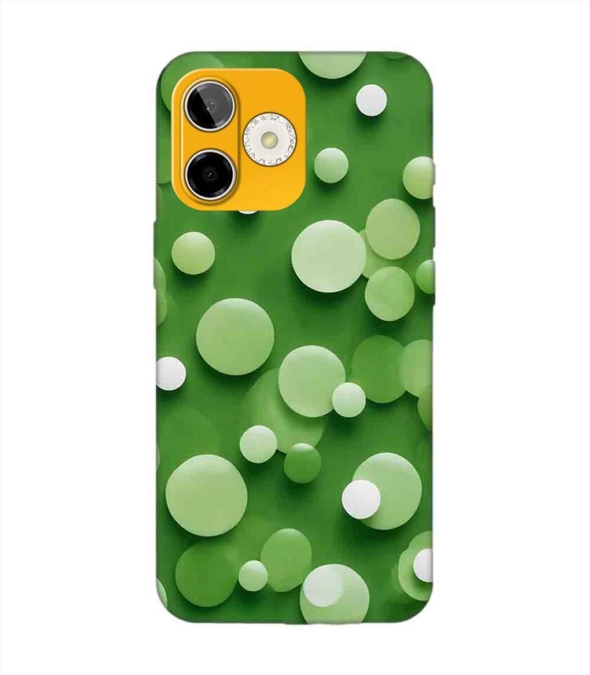 Custom Printed Case Cover for Lava Shark (5G) close up green background with white polka dots
