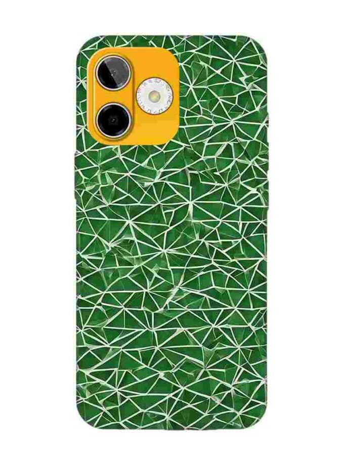 Custom Printed Case Cover for Lava Shark (5G) close up green white geometric pattern