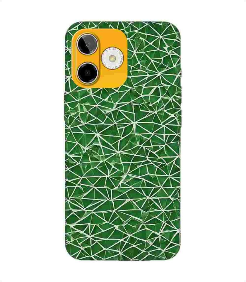 Custom Printed Case Cover for Lava Shark (5G) close up green white geometric pattern