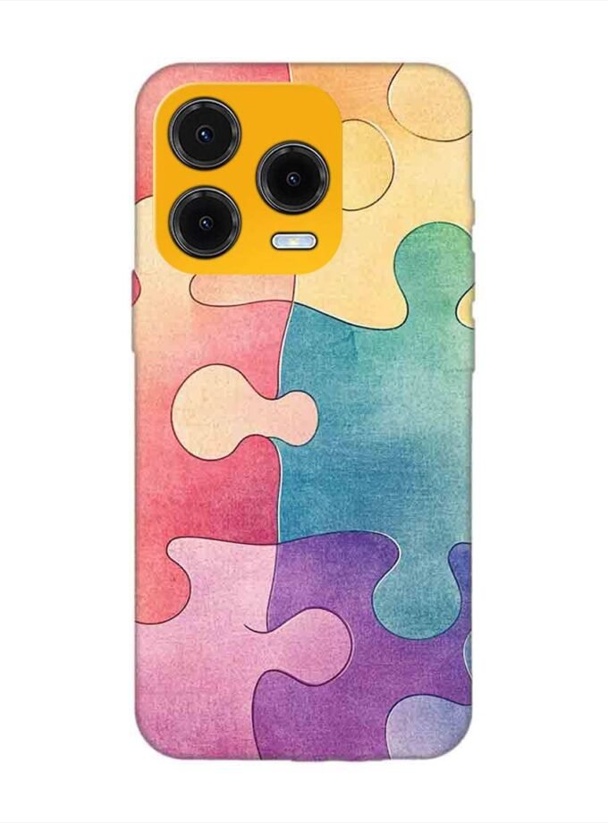 Custom Printed Case Cover for Lava Shark close up colorful puzzle piece