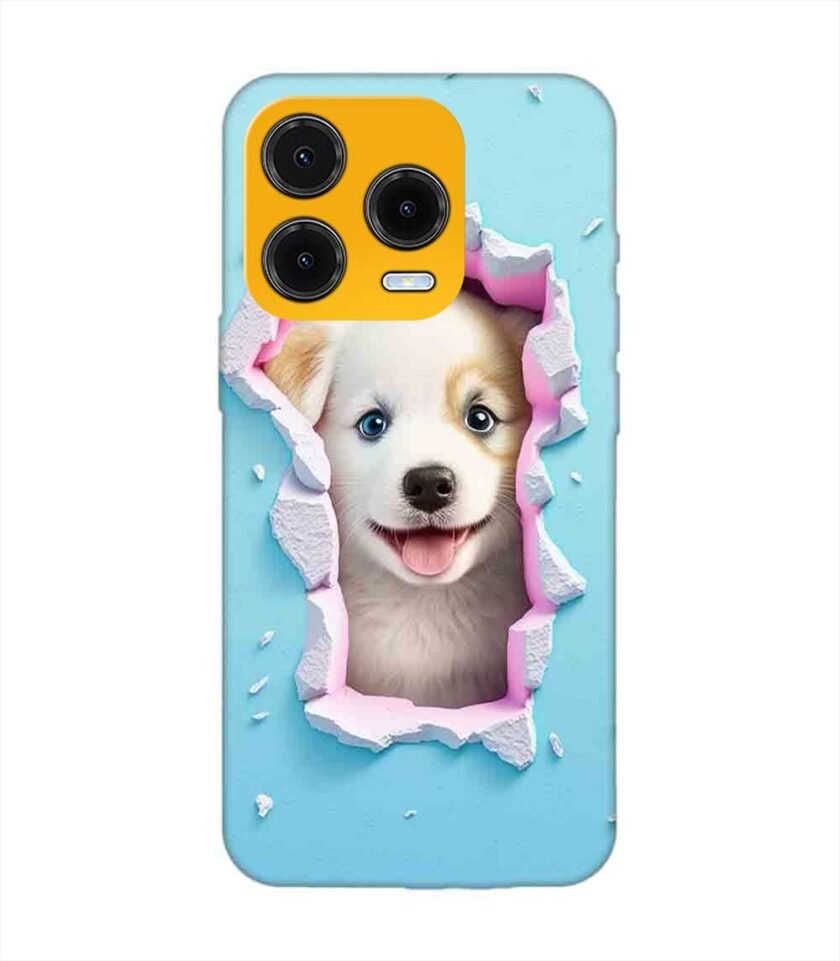 Custom Printed Case Cover for Lava Shark close up dog looking out hole wall
