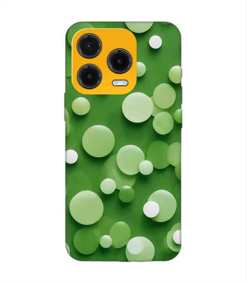 Custom Printed Case Cover for Lava Shark close up green background with white polka dots