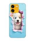 Custom Printed Case Cover for Lava Yuva Smart close up dog looking out hole wall
