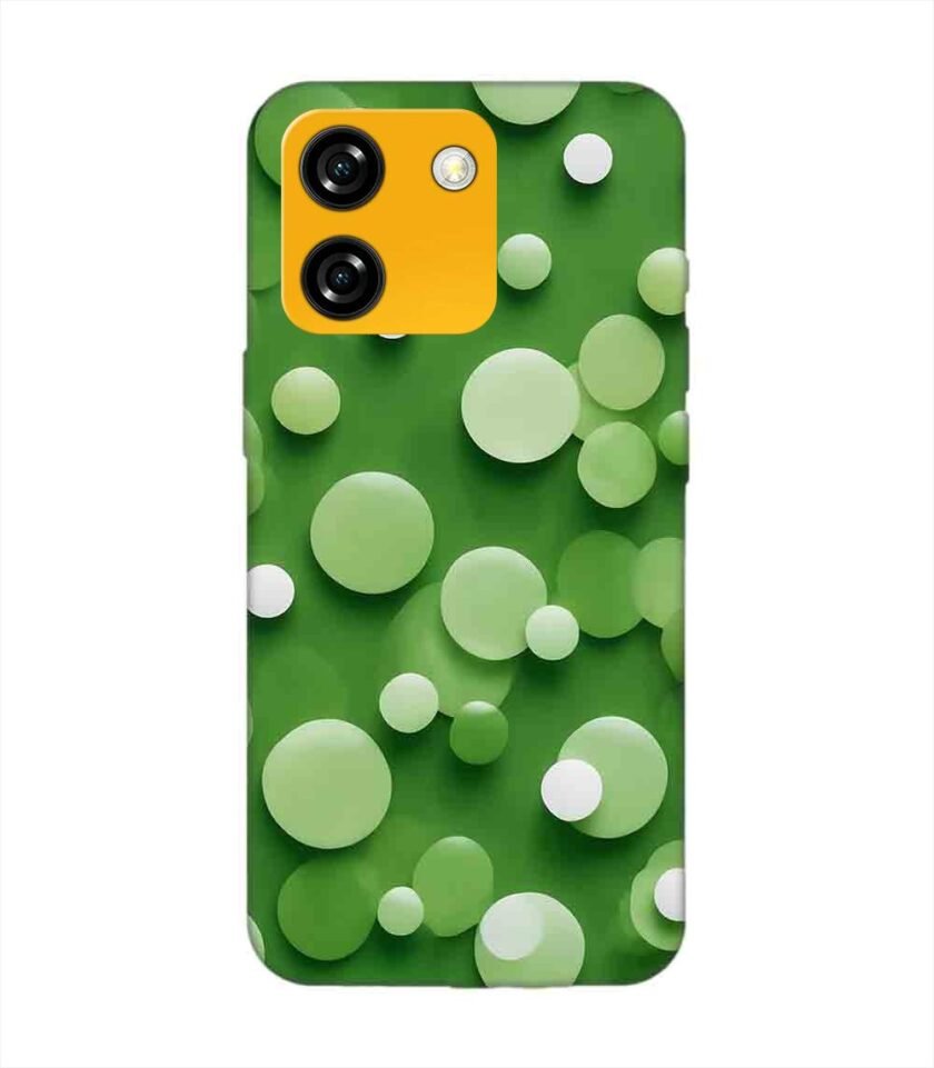 Custom Printed Case Cover for Lava Yuva Smart close up green background with white polka dots