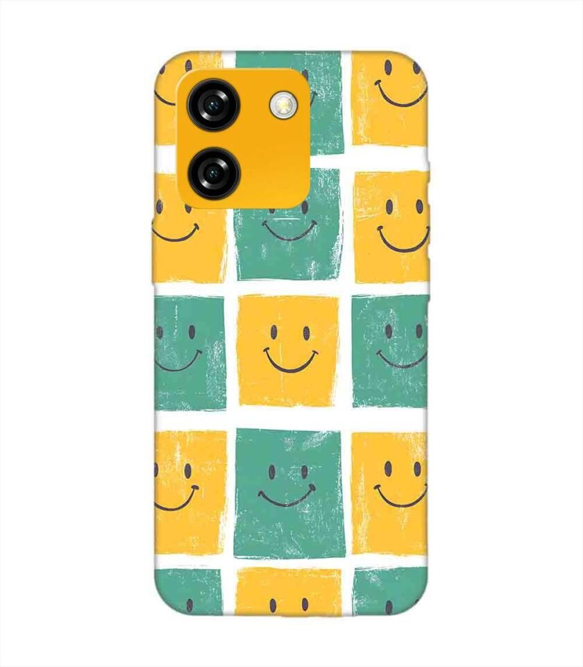 Custom Printed Case Cover for Lava Yuva Smart close up pattern smiley faces