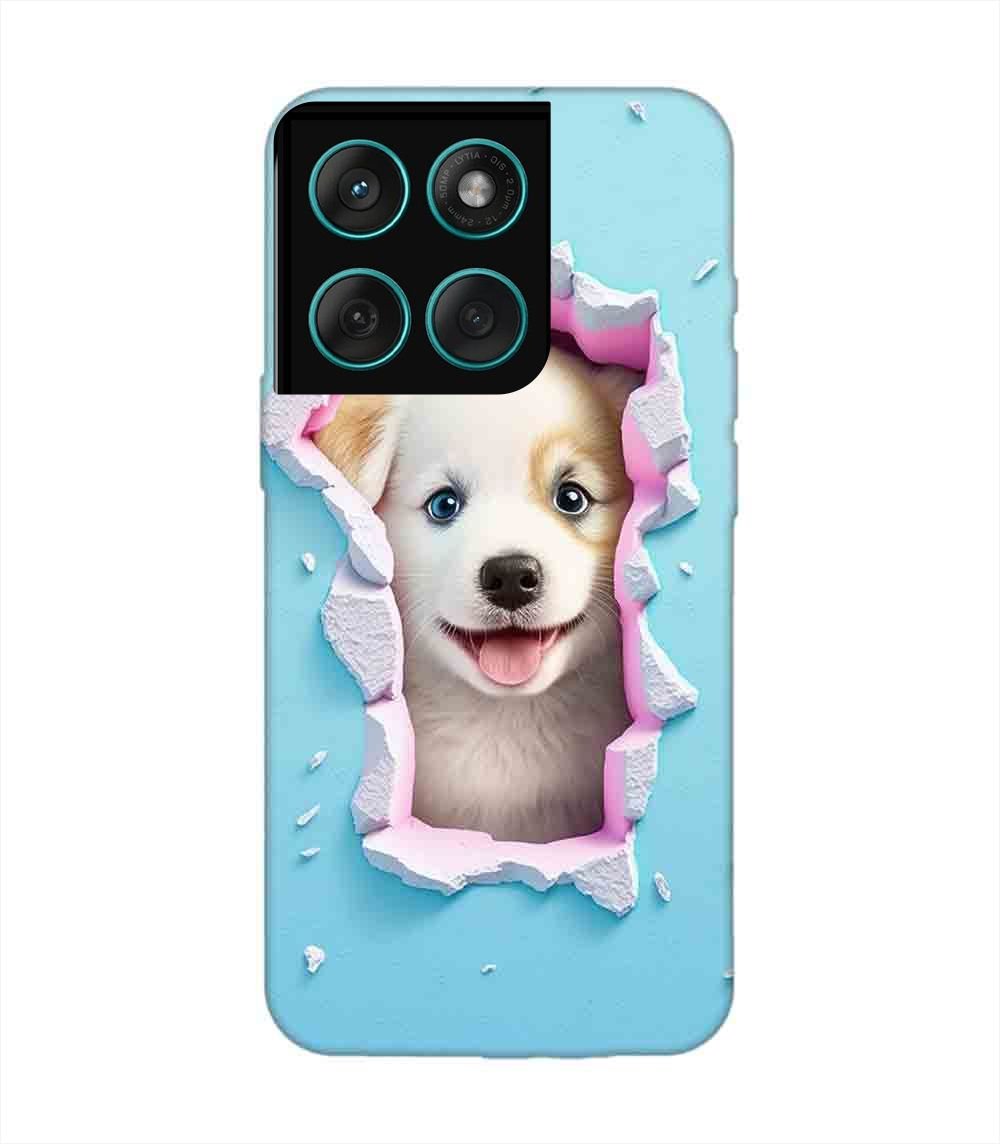 Custom Printed Case Cover for Motorola Moto Edge 60 Fusion (5G) close up dog looking out hole wall