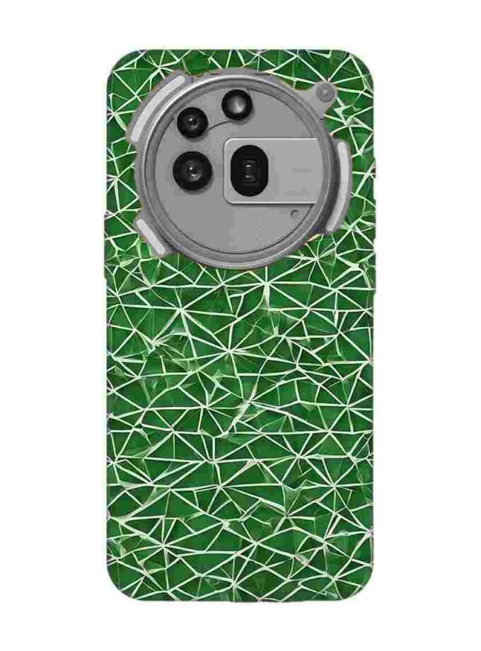 Custom Printed Case Cover for Nothing Phone 3A Pro close up green white geometric pattern
