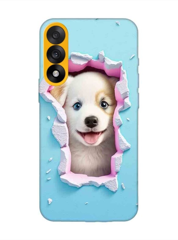 Custom Printed Case Cover for Oneplus Nord 5 (5G) close up dog looking out hole wall
