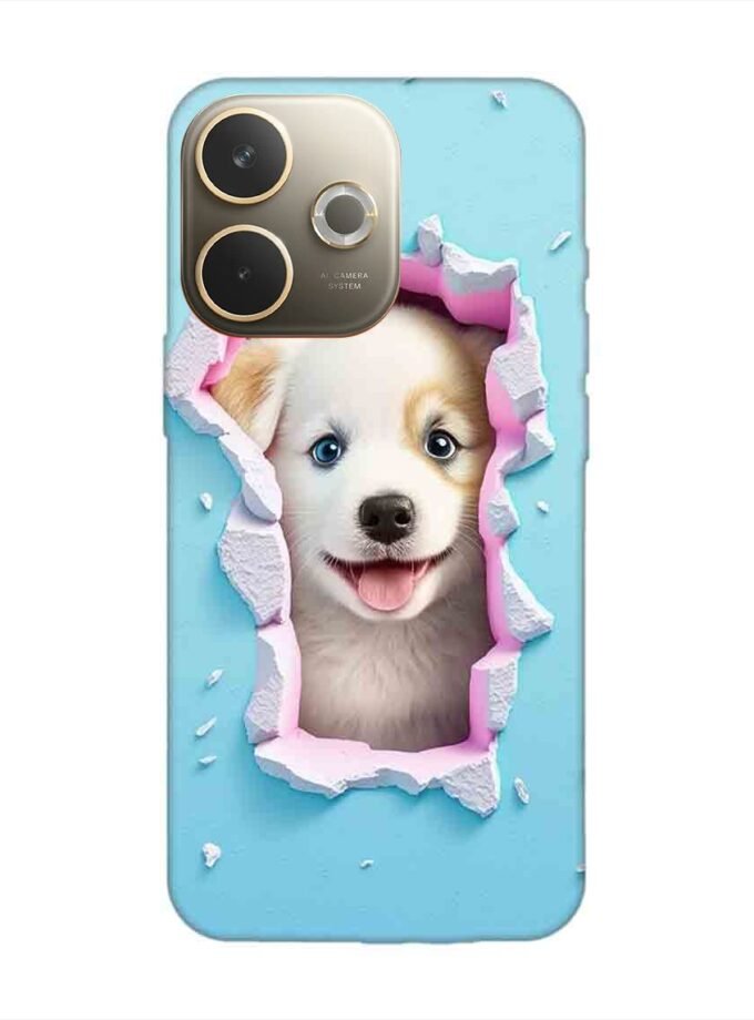 Custom Printed Case Cover for Oppo A5 Pro (5G) close up dog looking out hole wall