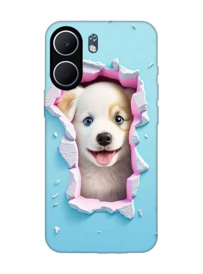 Custom Printed Case Cover for Oppo A5X (5G) close up dog looking out hole wall