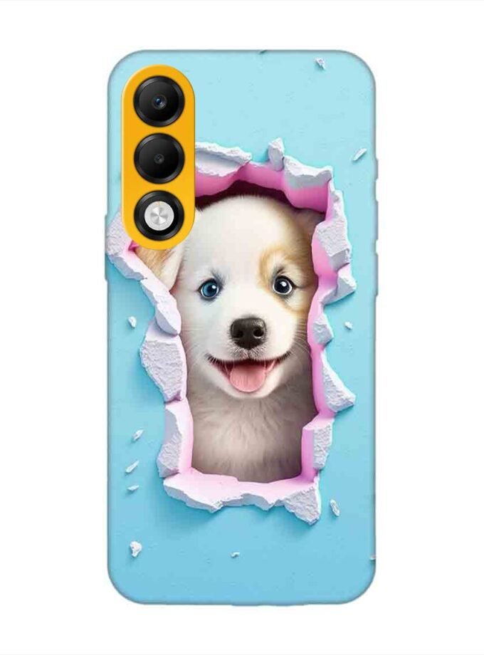 Custom Printed Case Cover for Oppo K13X (5G) close up dog looking out hole wall