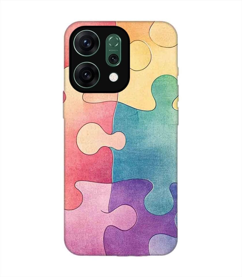 Custom Printed Case Cover for Oppo Reno 14 (5G) close up colorful puzzle piece