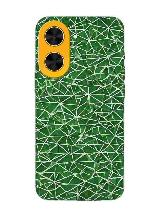 Custom Printed Case Cover for Poco C71 (4G) close up green white geometric pattern