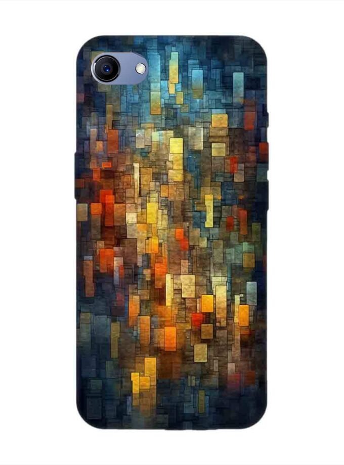 Custom Printed Case Cover for Realme 1 close up colorful mosaic squares shapes