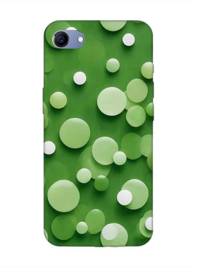 Custom Printed Case Cover for Realme 1 close up green background with white polka dots