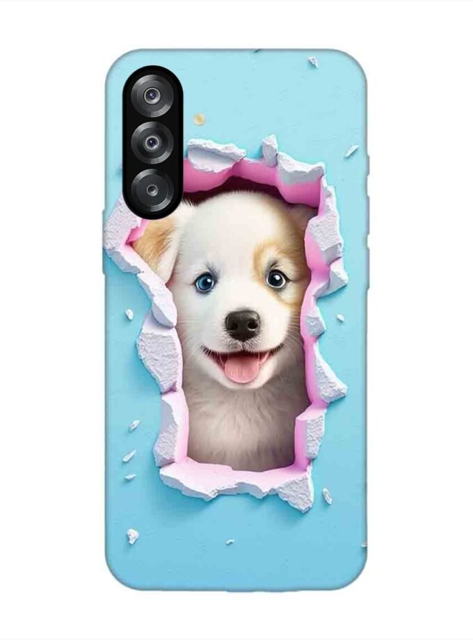 Custom Printed Case Cover for Samsung Galaxy A26 (5G) close up dog looking out hole wall
