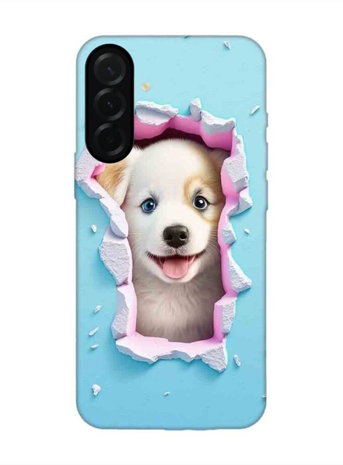 Custom Printed Case Cover for Samsung Galaxy A36 (5G) close up dog looking out hole wall