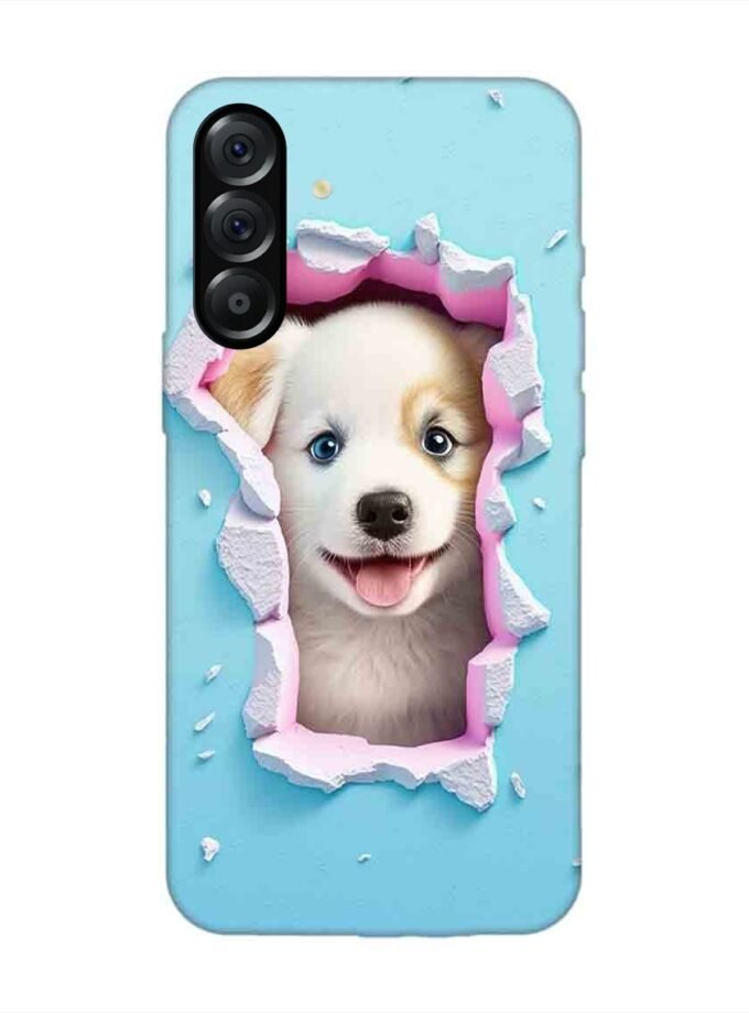 Custom Printed Case Cover for Samsung Galaxy A56 (5G) close up dog looking out hole wall