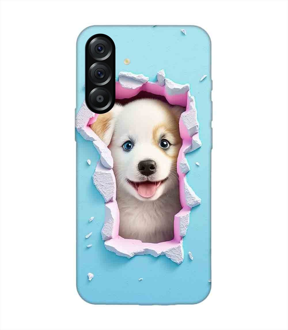 Custom Printed Case Cover for Samsung Galaxy A56 (5G) close up dog looking out hole wall