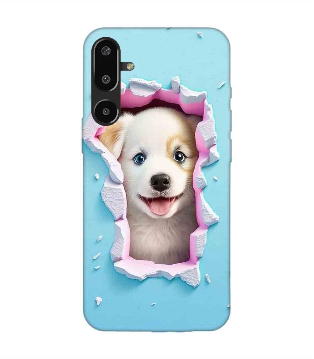 Custom Printed Case Cover for Samsung Galaxy F16 (5G) close up dog looking out hole wall