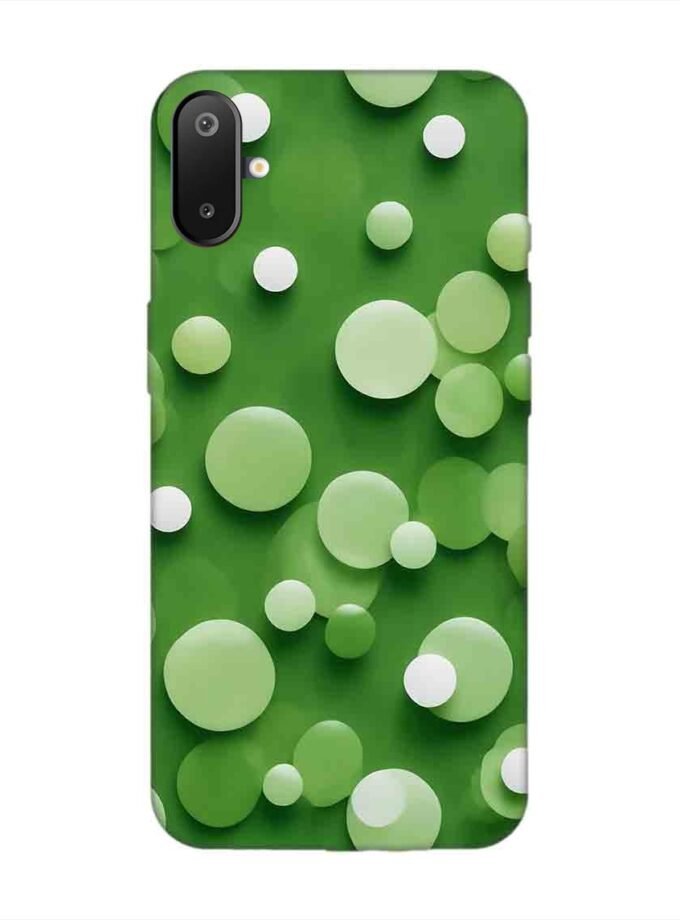 Custom Printed Case Cover for Samsung Galaxy M06 close up green background with white polka dots