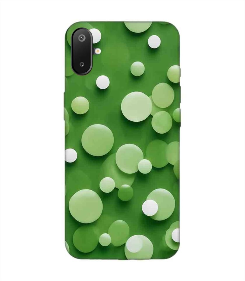 Custom Printed Case Cover for Samsung Galaxy M06 close up green background with white polka dots