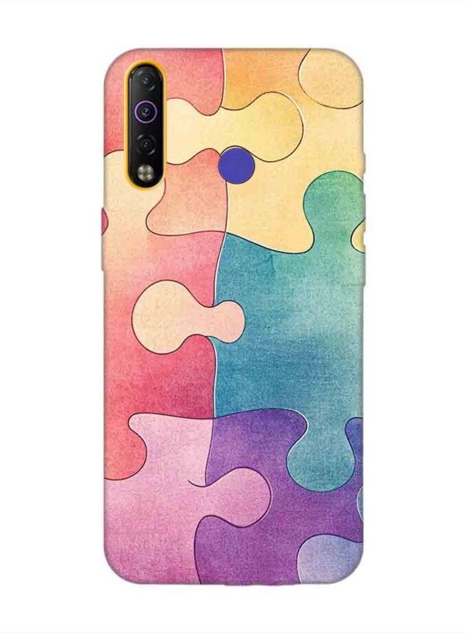 Printed Mobile Back Covers for Tecno Camon 12 Air close up colorful puzzle piece