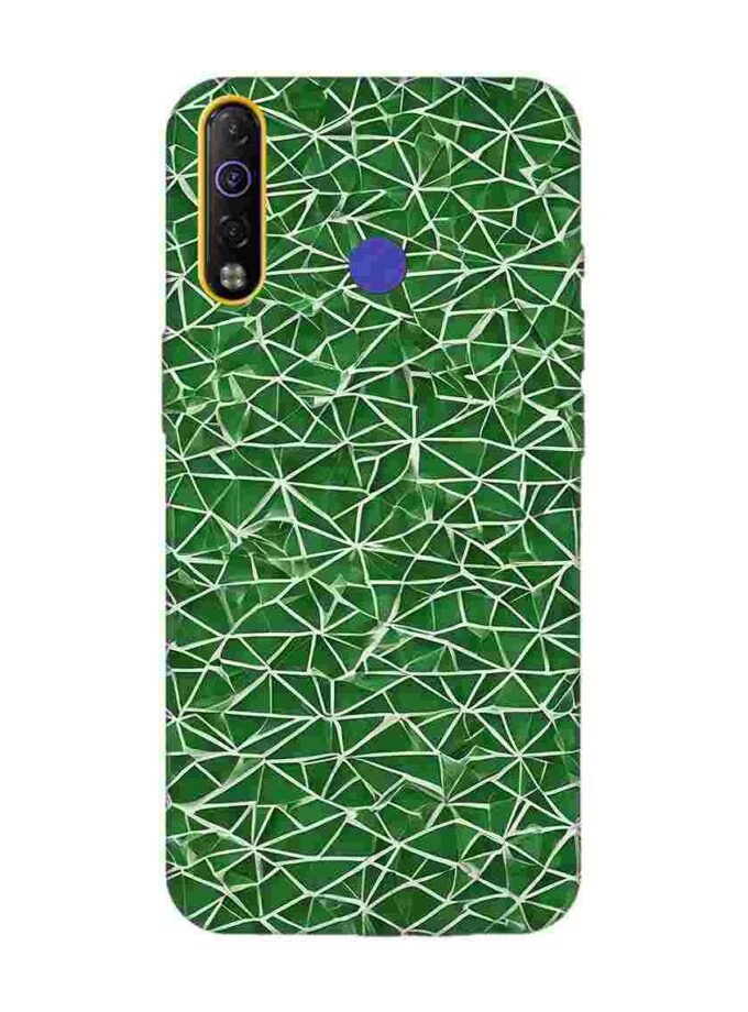 Printed Mobile Back Covers for Tecno Camon 12 Air close up green white geometric pattern