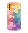 Printed Mobile Back Covers for Tecno Camon 15 Air close up colorful puzzle piece