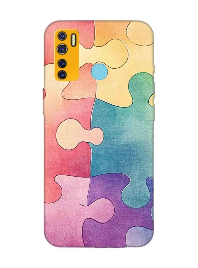 Printed Mobile Back Covers for Tecno Camon 15 Air close up colorful puzzle piece