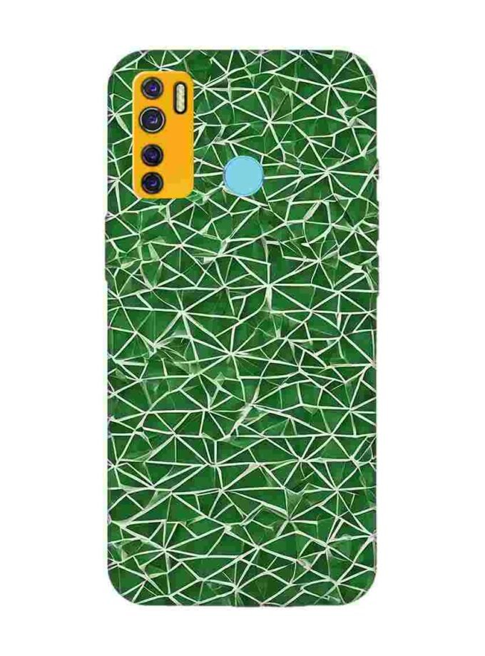 Printed Mobile Back Covers for Tecno Camon 15 Air close up green white geometric pattern
