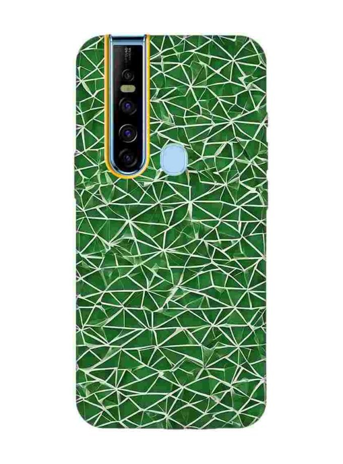 Printed Mobile Back Covers for Tecno Camon 15 Pro close up green white geometric pattern