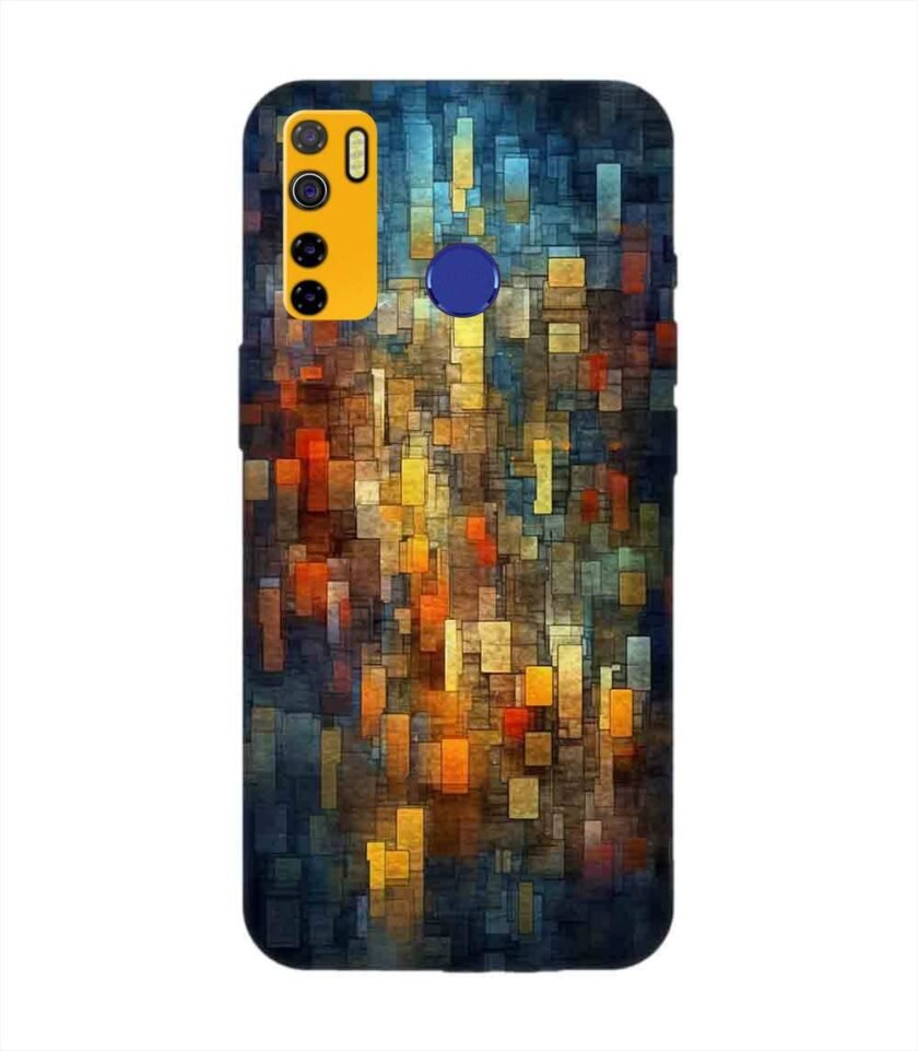 Printed Mobile Back Covers for Tecno Camon 15 close up colorful mosaic squares shapes