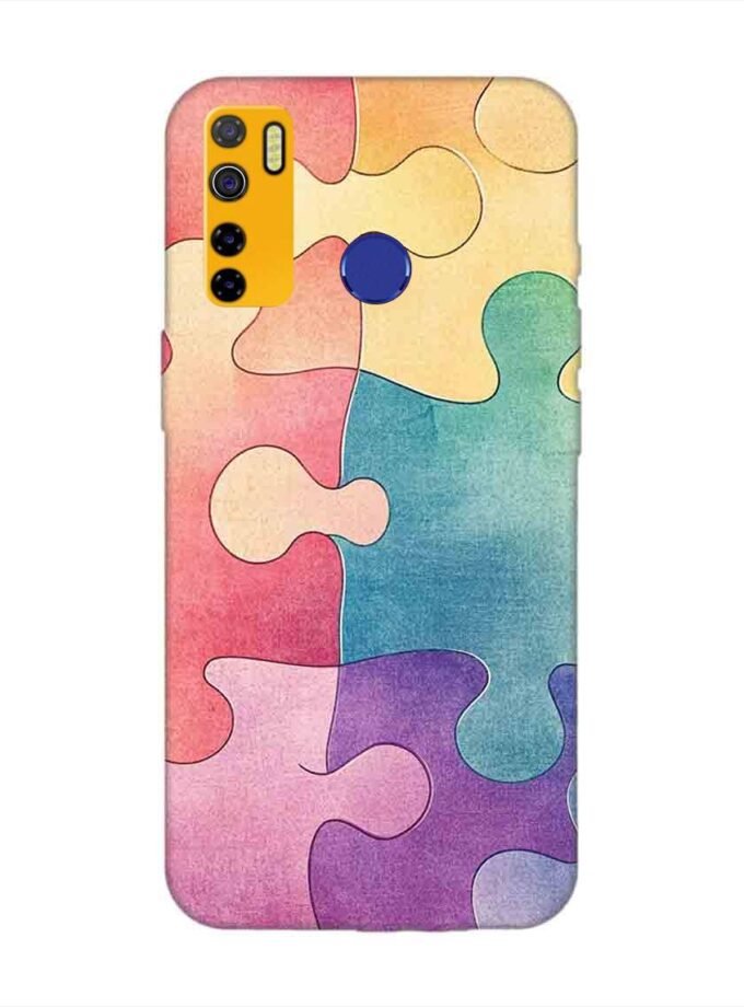 Printed Mobile Back Covers for Tecno Camon 15 close up colorful puzzle piece