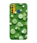Printed Mobile Back Covers for Tecno Camon 15 close up green background with white polka dots