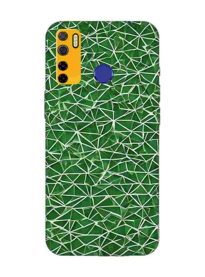Printed Mobile Back Covers for Tecno Camon 15 close up green white geometric pattern