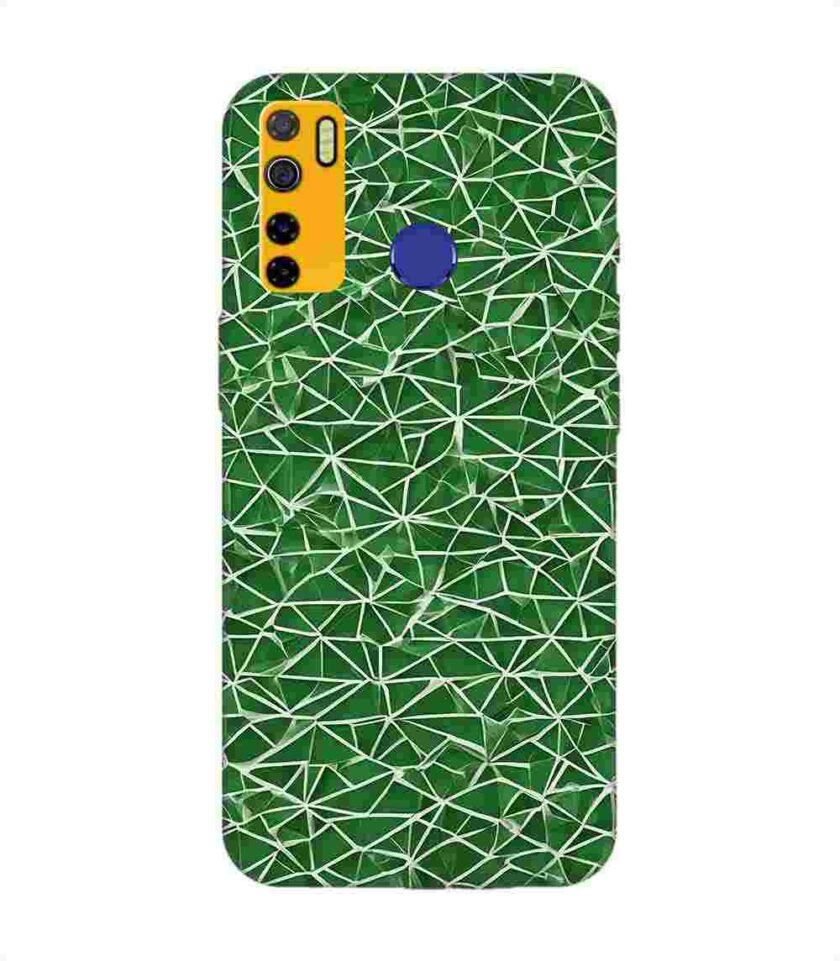 Printed Mobile Back Covers for Tecno Camon 15 close up green white geometric pattern